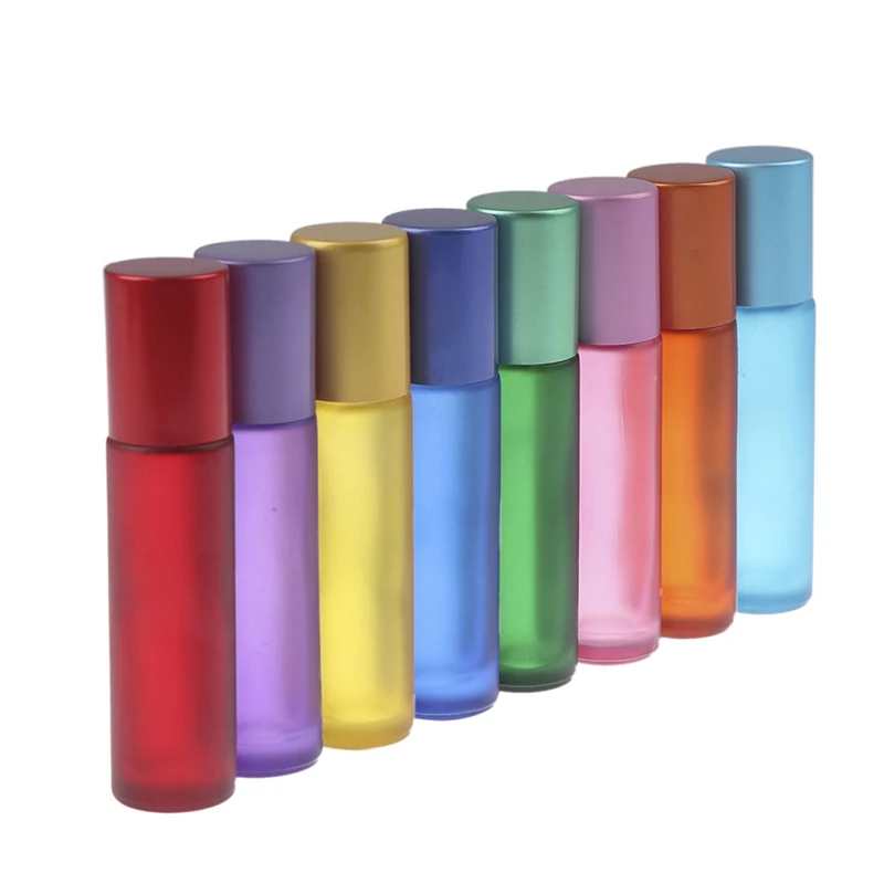 

10ml Portable Travel Perfume Refillable Bottles Essential Oil Glass Bottle Stainless Steel Frosted Roller Ball Bottle