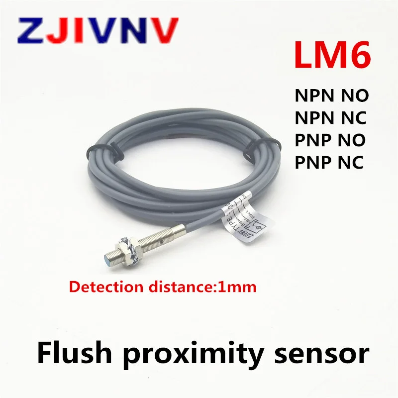 

Индуктивный датчик приближения ZJIVNV 5 шт./лот M6 NPN PNP Flush, нормально открытый и закрытый, металлический переключатель NO/NC, 3 провода, расстояние 1 мм