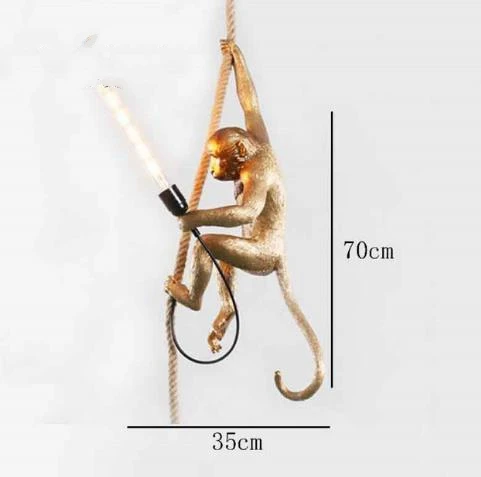 monkey pendant lamp Современная черная лампа в форме обезьяны смолы пеньковая веревка Seletti лампа в форме обезьяны Белая Гостиная обезьяна огни в подвесные светильники подвесной светильник E27 - Цвет корпуса: monkey pendant lamp