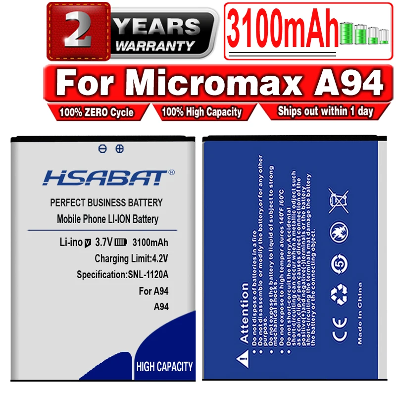 HSABAT новый аккумулятор 3100 мАч для аккумуляторов Micromax A94 | Мобильные телефоны и