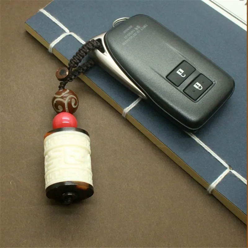 Этническая натуральная коровья кость Бодхи поворотная цепочка для ключей ручной