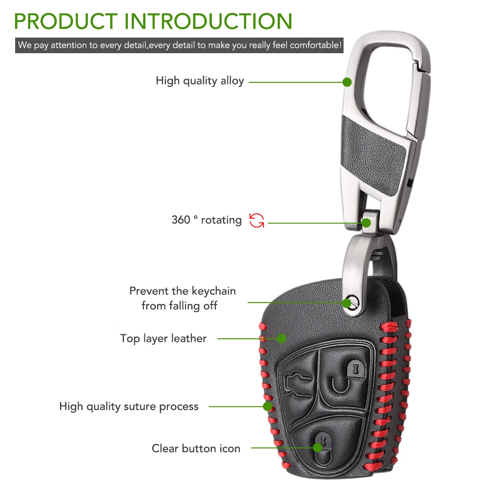 3 кнопки Автомобильный ключ дистанционный чехол кожаный брелок для Mercedes Benz C B E Class