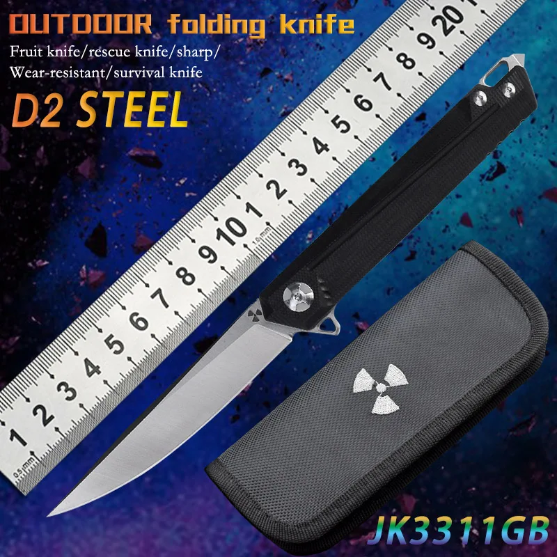 

D2 steel folding knife pocket outdoor camping tactics hunting survival lattice knife portable self-defense knife fruit knife EDC