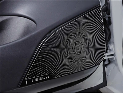 for front door Внутренние аксессуары для Tesla модель 3 Модель 3 дверная акустическая крышка столб отделка динамиков декоративная наклейка на рамку - Название цвета: for front door