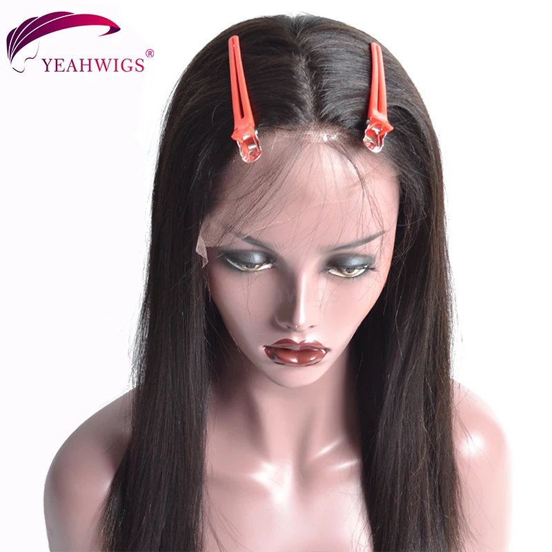 Yeahwigs Yaki прямой 360 синтетический парик Remy 150% плотность 360 светлый Yaki прямой парик