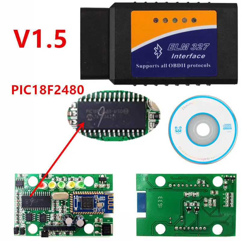 ELM327 V1.5 Bluetooth/wifi для Android диагностический инструмент с чипом PIC18F25K80 ELM327 Bluetooth V1.5 OBD2 сканер