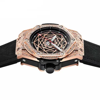 Automatic Mechanical Watches for Men Luxury Brand CHENXI Male Leather Wristwatch Birthday Gift for Lover Rhinestone Gold Relogio Other Image
