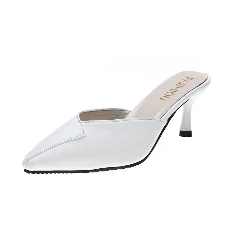 

6.5CM PUMPS Mid-heeled slippers female sandals 2019 summer Korean version of the wild commuter stiletto high-heeled