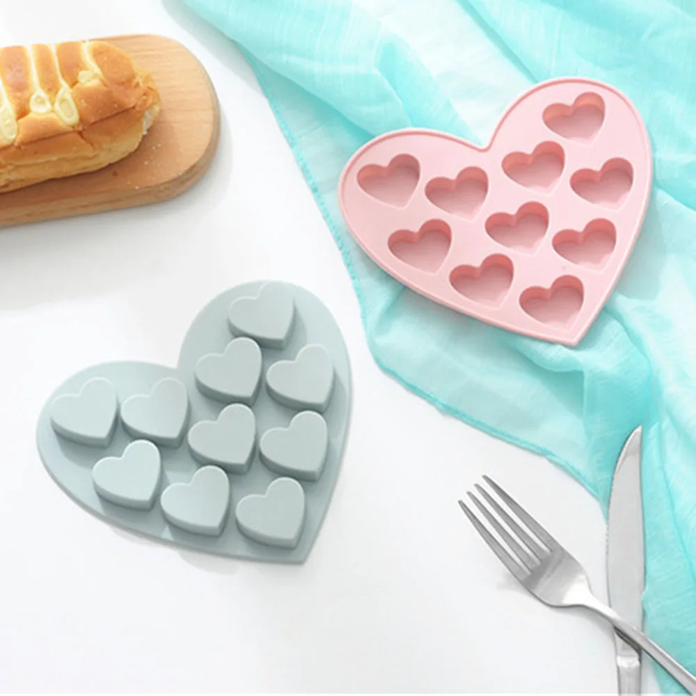10 полость силиконовая форма-Сердце Fondant (сахарная) инструмент для украшения торта