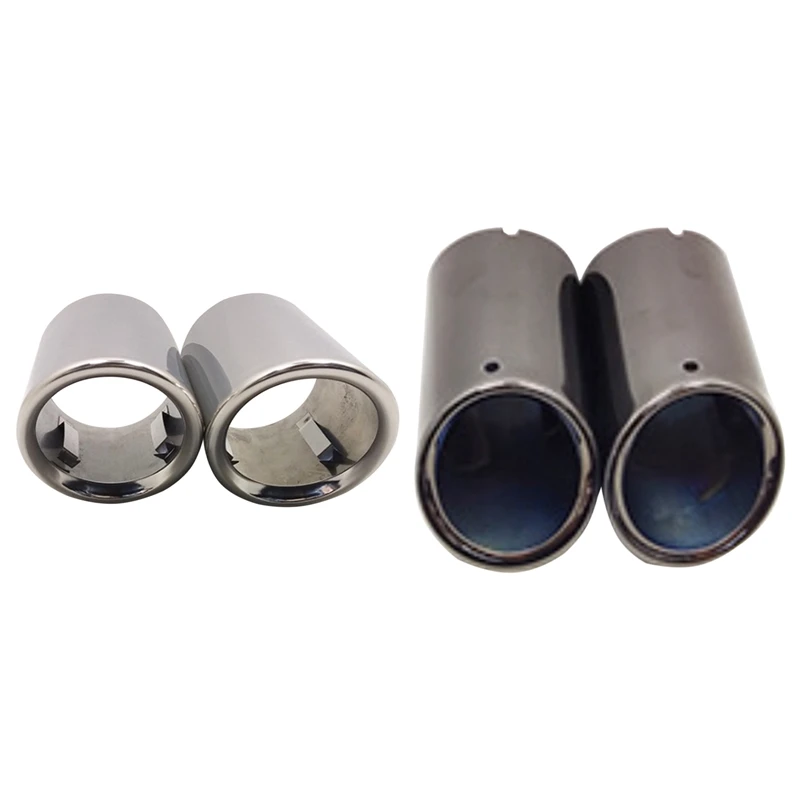 

2Pcs Car Exhaust Tip Tail Pipe, for A4 Tiguan Exhaust Pipe Muffler Pipe Tail Throat Rolled Edge Tip Glossy