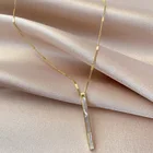 Женская цепочка из титановой стали, длинное ожерелье с подвеской в виде ракушки, роскошная цепочка до ключицы для девушек, Подарочная бижутерия, 2021