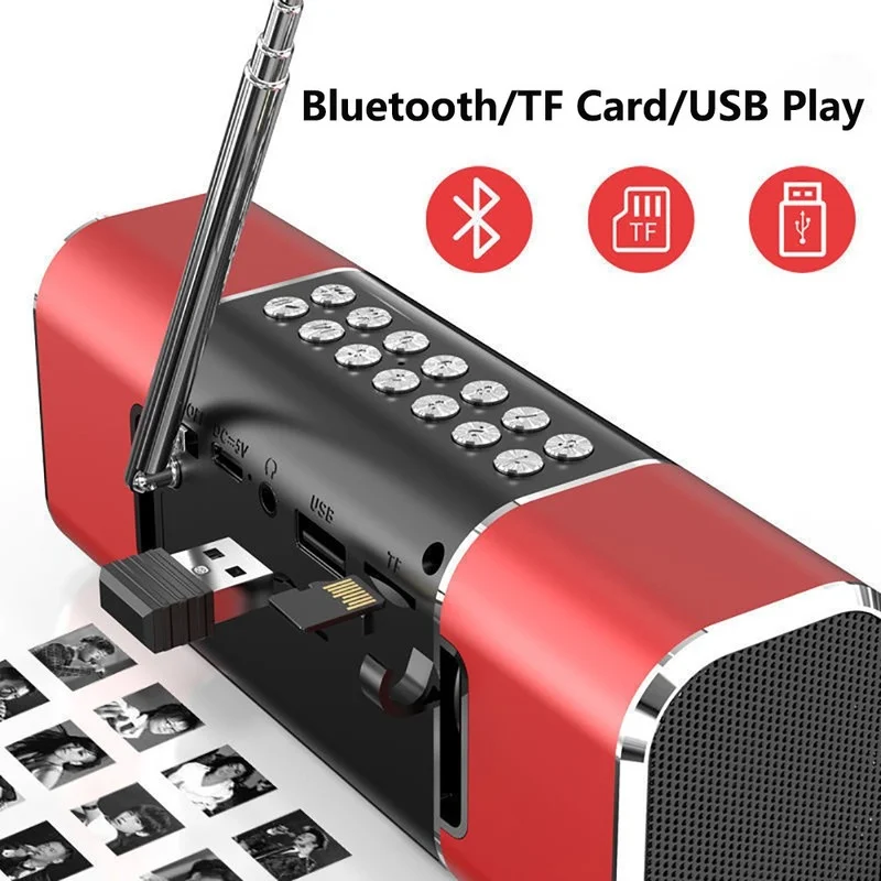 Портативный Bluetooth-динамик беспроводной стерео-колонка с сабвуфером и USB/TF-плеером, приемником FM-радио On.