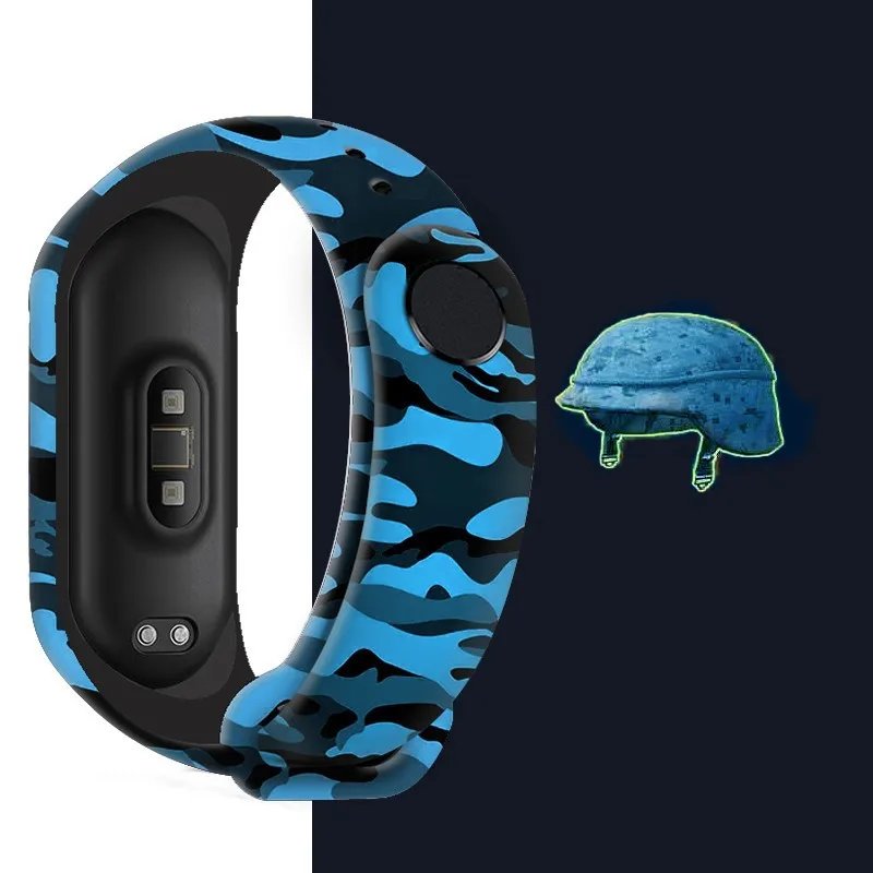 Модный сменный Камуфляжный ремешок в стиле милитари для Xiaomi Miband 6 5 4 3 силиконовый