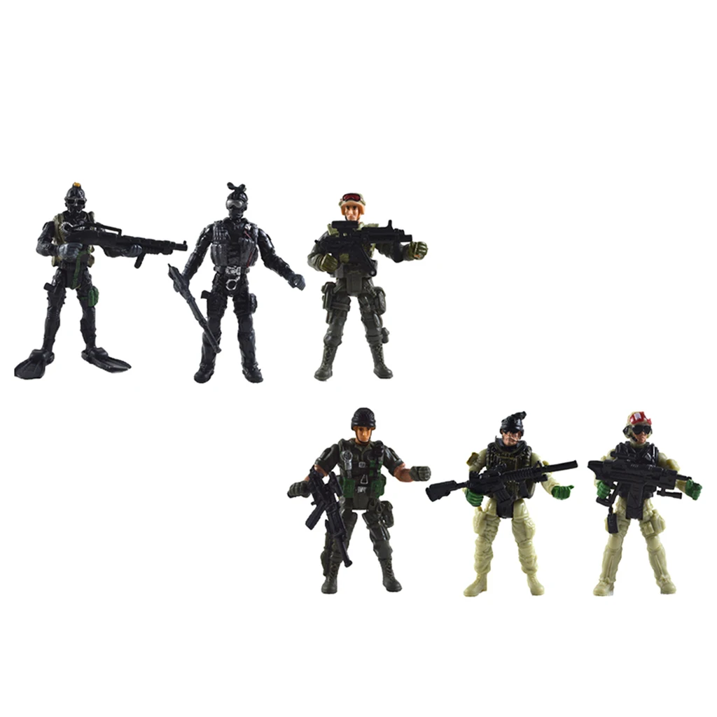 

6 Pieces Movable Army Soldier with Set Action Figures Kids Toy Gift