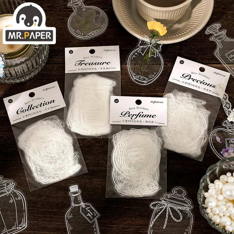 

Mr.Paper 4 вида конструкций Infeel.Me маленькая посуда Цветная глазурь серия белые чернила PET наклейка Сумка мини-наклейка украшение DIY Карманный ст...