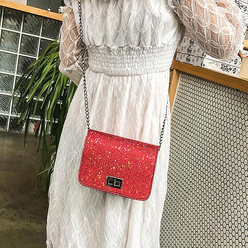 

2020 New Fashion Small Sequins Square Bag Crossbody Leather Bags Shoulder Casual Messenger Bag Hot Selling