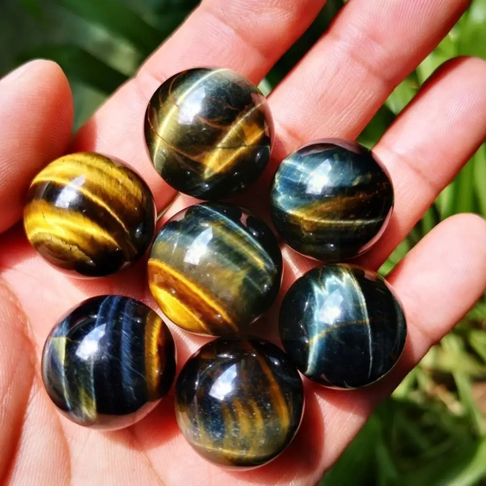 

Blue Tiger Eye Jasper Quartz Ball Natural Crystal Ball Ornaments Decorations Collectible Room Natural Home Gem Living B4i8