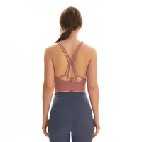 strappy workout sports bras tops long line women naked feel wireless yoga fitness bras padded push up athletic crop tops