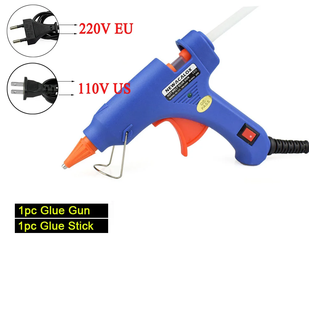 Blue Glue Gun Newacalox 20 Вт EU/us вилку термоклей Пистолеты для склеивания с 20 штук 7 мм Клей-карандаш промышленных мини Пистолеты thermo клеевым пистолетом тепла Температура инструмент - Цвет: Blue Glue Gun
