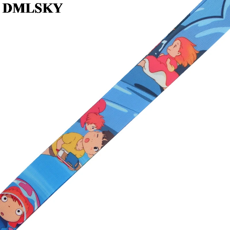 DMLSKY Ponyo на скале шнурок для ключей аниме милые ремешки для ключей значок ID Мобильный телефон Веревка шеи ремешки M3864