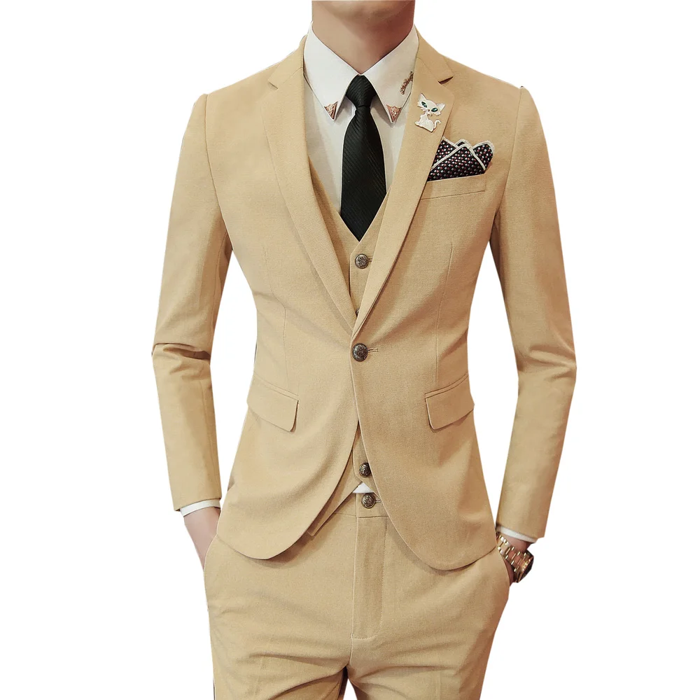 Однотонная одежда Молодежные блейзеры комплекты с брюками и жилетом/2018 модная