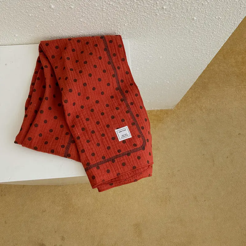 

Polka Dot Child Cotton Linen scarf Boys Girls Spring Autumn Winter New Children Warm Scarf