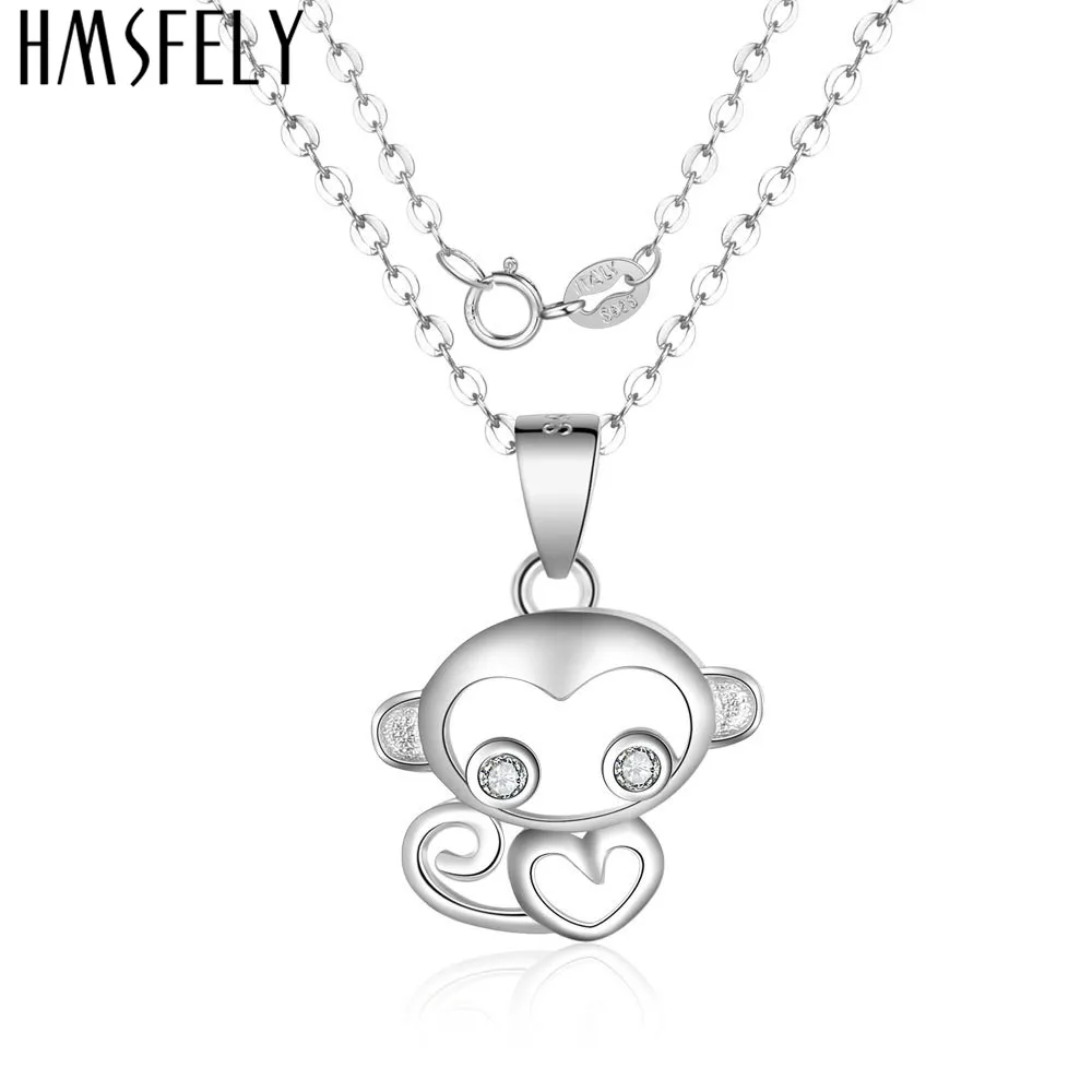HMSFELY реальные 925 шарма стерлингового серебра ожерелье подвеска в виде обезьяны