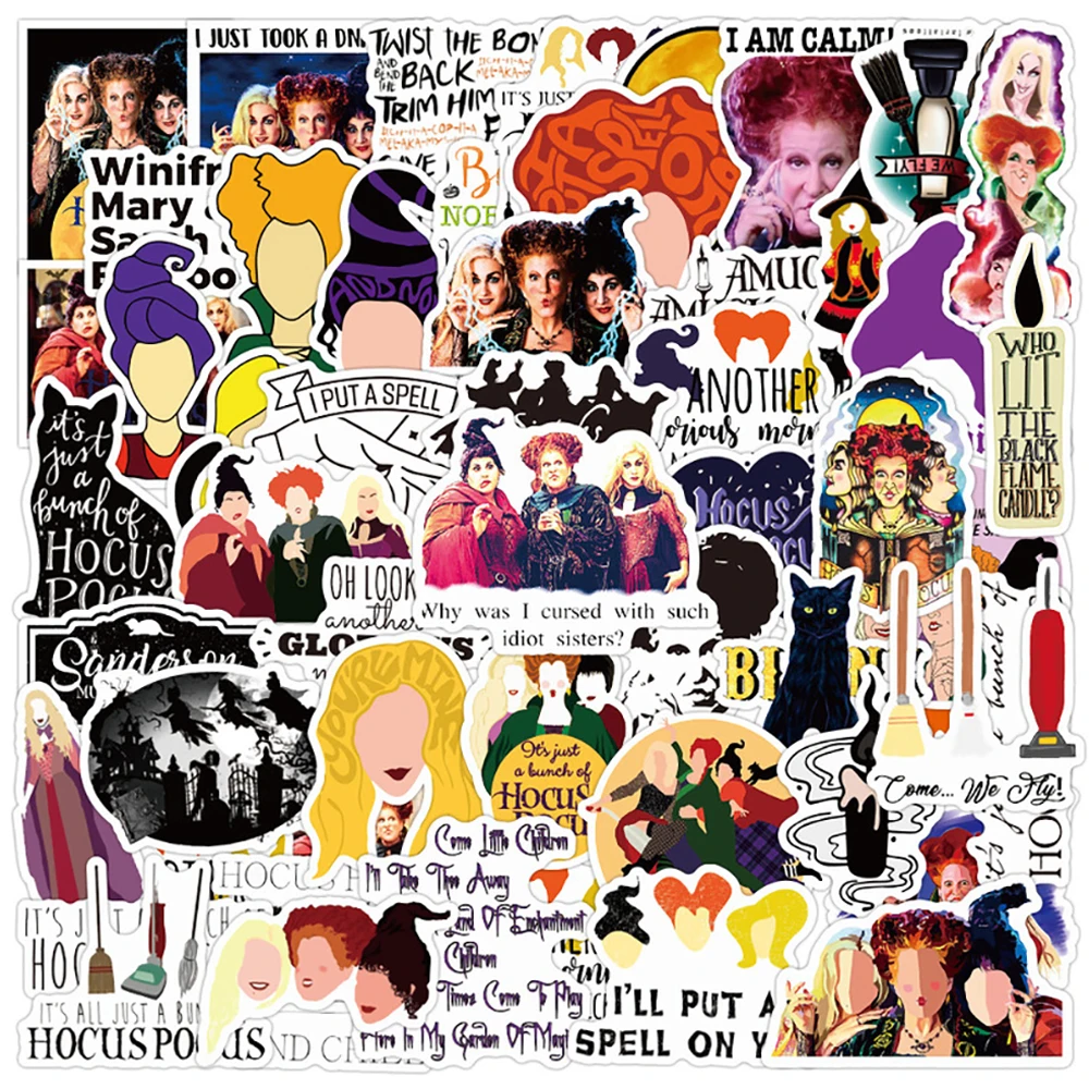 

10/30/50PCS Horror Halloween Witch Stickers DIY Skateboard Fridge Travel Snowboard Luggage Classic Decal Cool Sticker Kid Toys