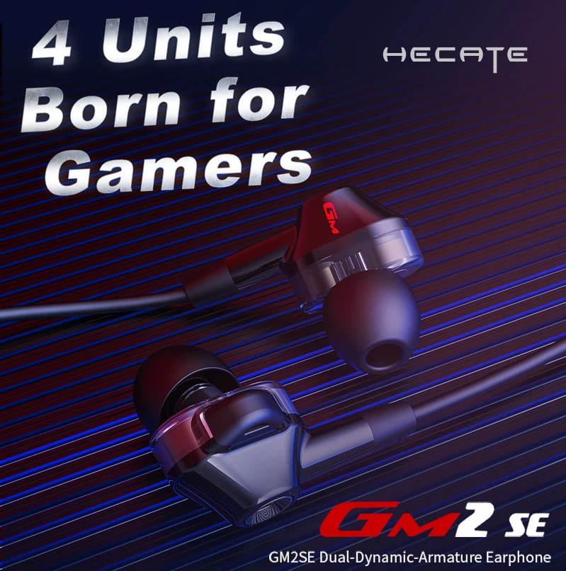 hecate gm2se earphones gaming headphones 3 5mm wired control dual dynamic 4 driver units with noise reduction microphone free global shipping