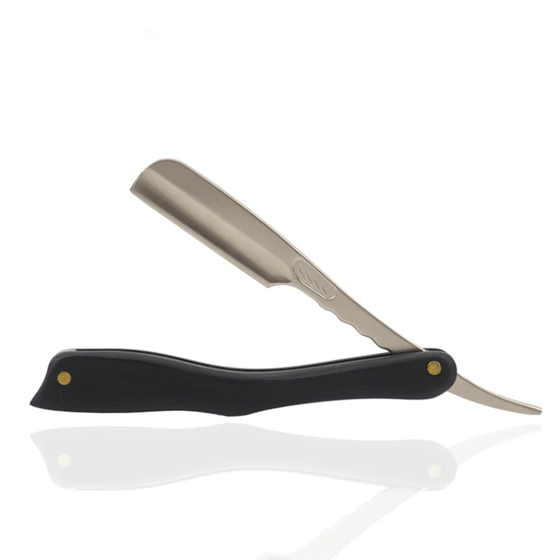 Мужская бритва из углеродистой стали с ручкой натурального черного дерева |