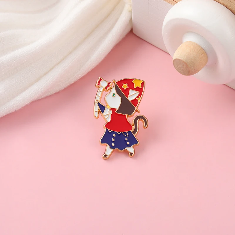 

Lively Girl Enamel Pin Magic girl stick Brooches Lapel Cowboy Cartoon Badge Bag Jewelry Gift Friends Custom Wholesale