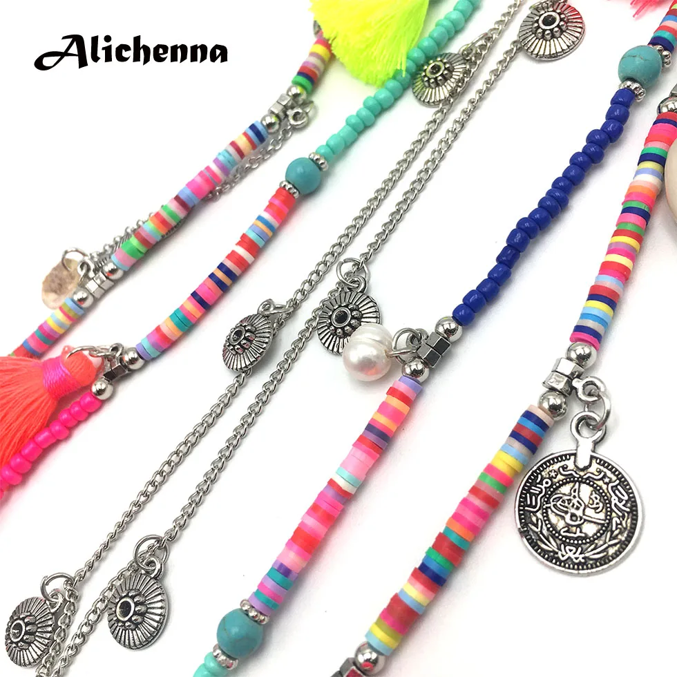 Новинка ручной работы трехуровневое женское ожерелье богемное Бохо цветные