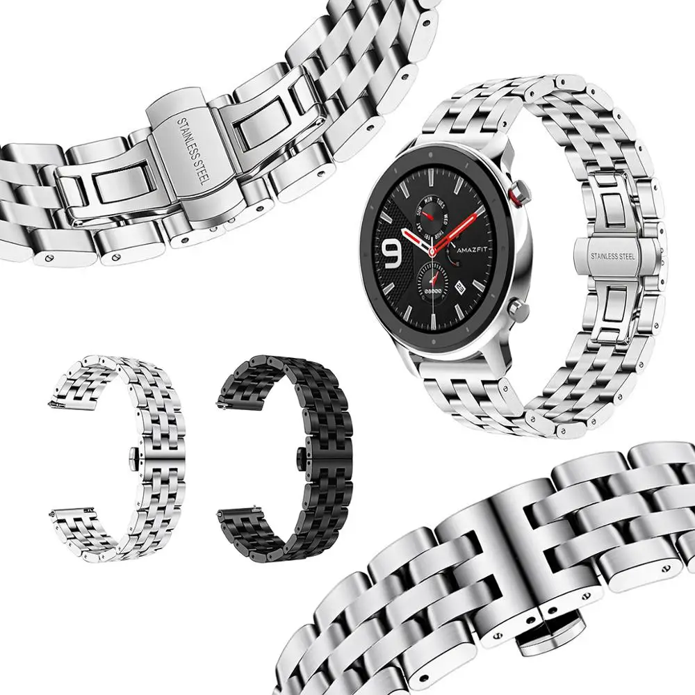 Ремешок из нержавеющей стали для наручных часов Huawei Watch GT 2 браслет Samsung Galaxy 46 мм Gear