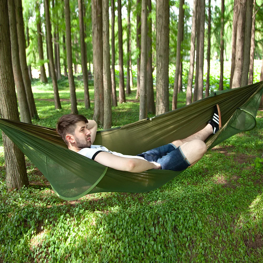 

Outdoor 2 people Quick Opening Bring Mosquito Net Hammock Parachute Camp Defence Mosquito Hamac