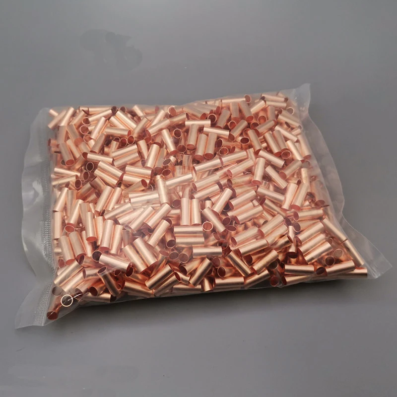 1000PC φ1.5/2/2.5/3/4/5/6/7/8/10 mm GT Copper connecting pipe wire joint Small Copper Tube Copper Connection Tube Wire Connector