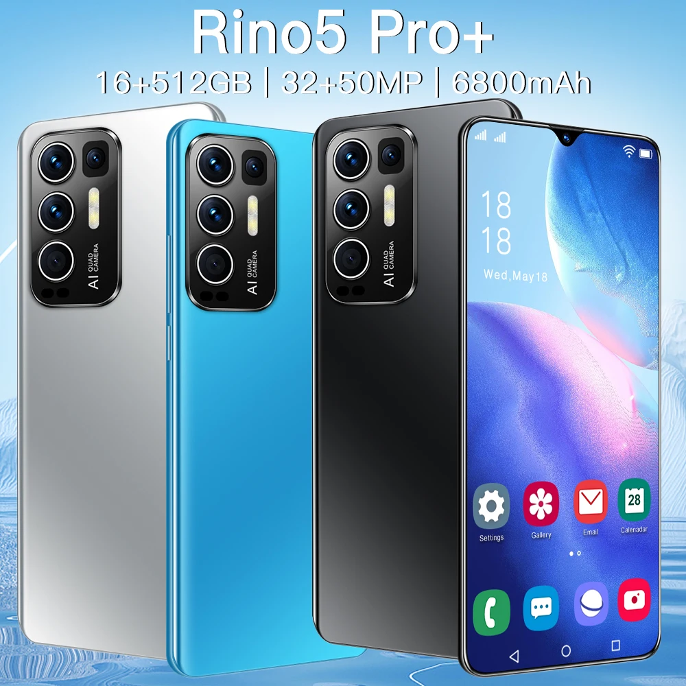 

Top Sell Smartphones 6.7inch Rino5 Pro MTK6889 Android11 6800mAh Dual SIM 16GB RAM 512GB ROM 32+50MP 5G LTE Global Mobile Phones
