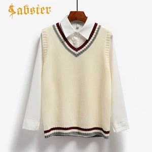 Жилет женский вязаный, демисезонный, с V-образным вырезом, XZ560, 2019