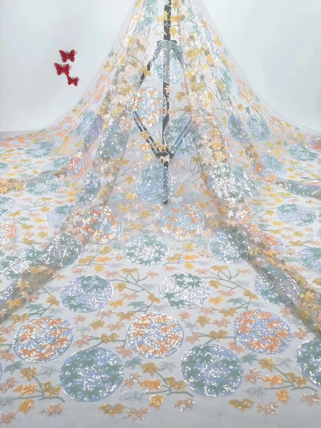 

Lace Fabric In Nigeria, African Lace Fabric 2019, High-quality Lace With Sequined French Lace Fabric, Clothes D3766