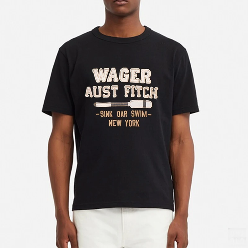 Футболка мужская с круглым вырезом тенниска принтом и вышивкой модная