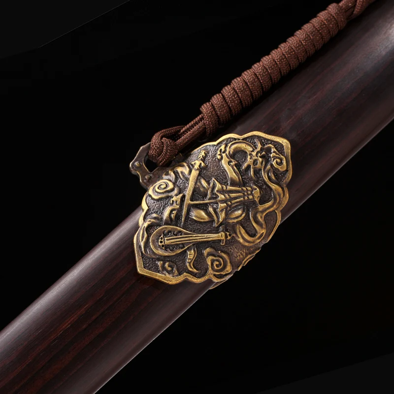 

Real Steel Sword Chinese Traditional Sword Hand Folded Steel Clay Tempered Damacus Full Tang Blade Sharpness