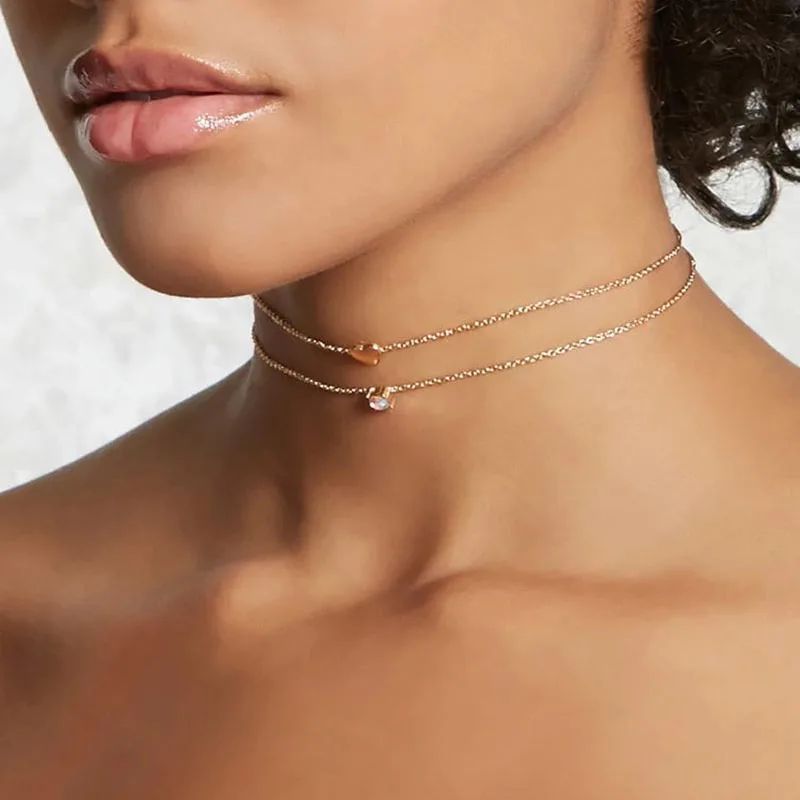 Новинка изысканное ожерелье в виде сердца ключицы двойной слой кристаллов кулон