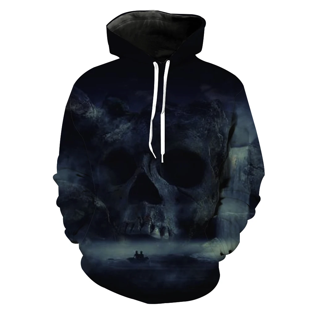 

Men's Fashion 3D Hoodie Sea boat skull island print sweatshirt