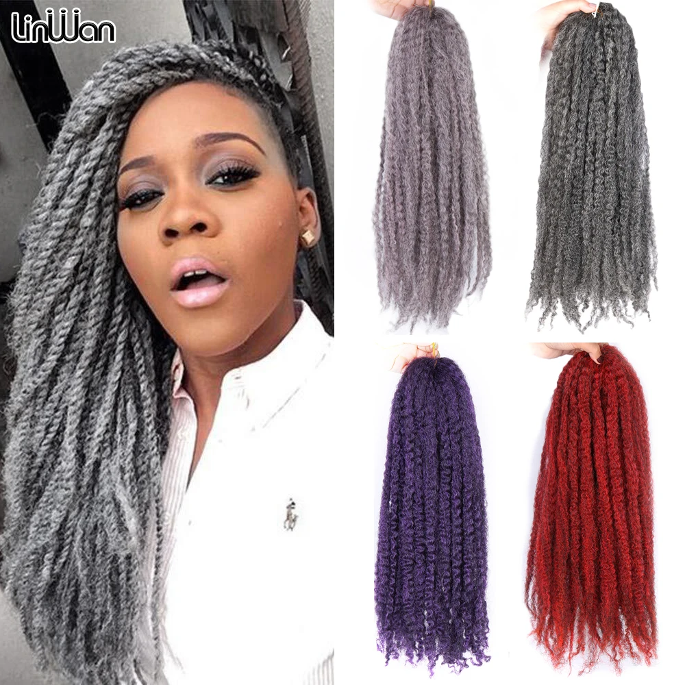 

18inch Marley Crochet Braids Hair Afro Kinky Synthetic Braiding Hair Crochet Braids Hair Extensions For Women Bulk Black Brown