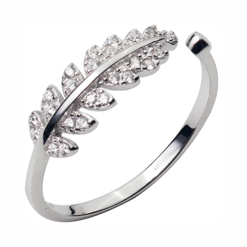 Женское кольцо с листьями и фианитом Trustdavis открытое ювелирное изделие из 100%