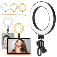 selfie ring light for laptop computer desktop youtube ring lamp video conference lighting kit with tripod phone holder clip on