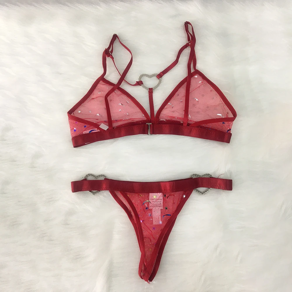 Женское Прозрачное нижнее белье привлекательный кружевной комплект с