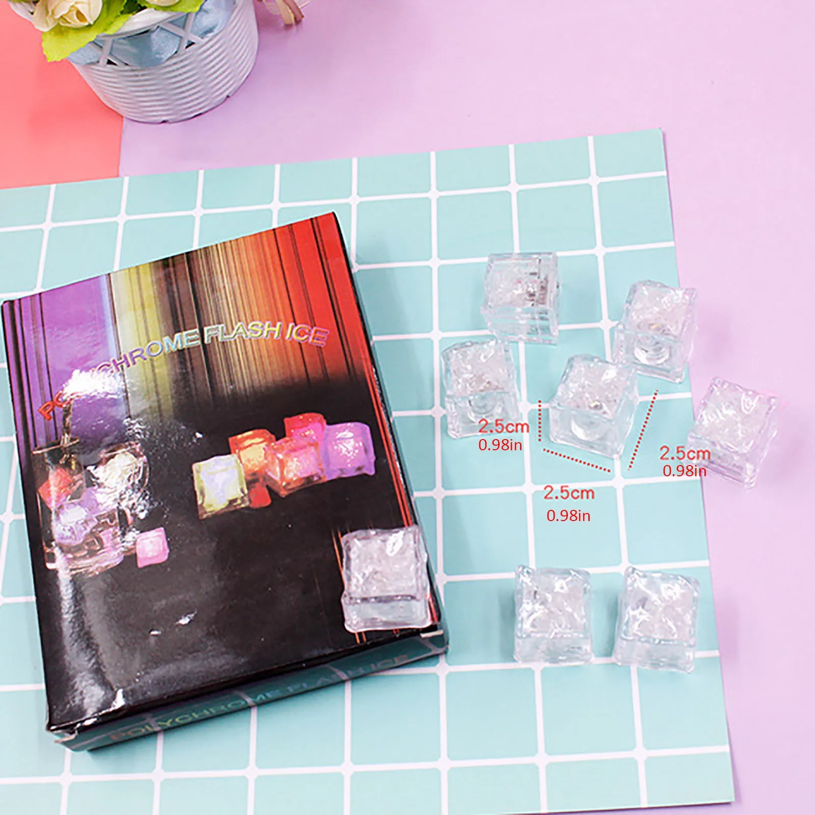 

12PCS LED Ice Cubes Glowing Party Ball Flash Light Luminous Neon Wedding Festival Christmas Bar Wine Glass Decoration Supplies