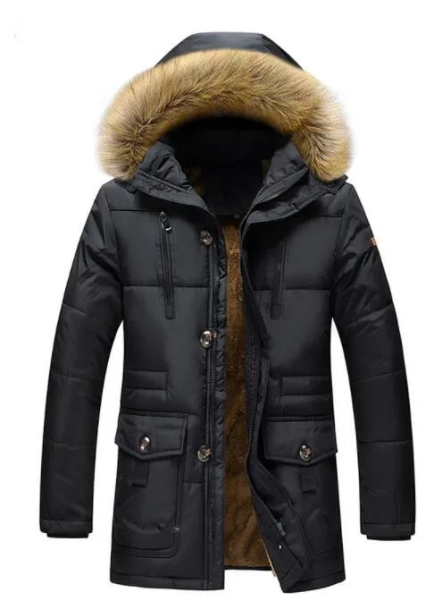 Mens Winter Jackets Fur Collar Coats Winter Jacket Men Thickening Warm Men Clothes Hooded Man's Long Outerwear M-7XL