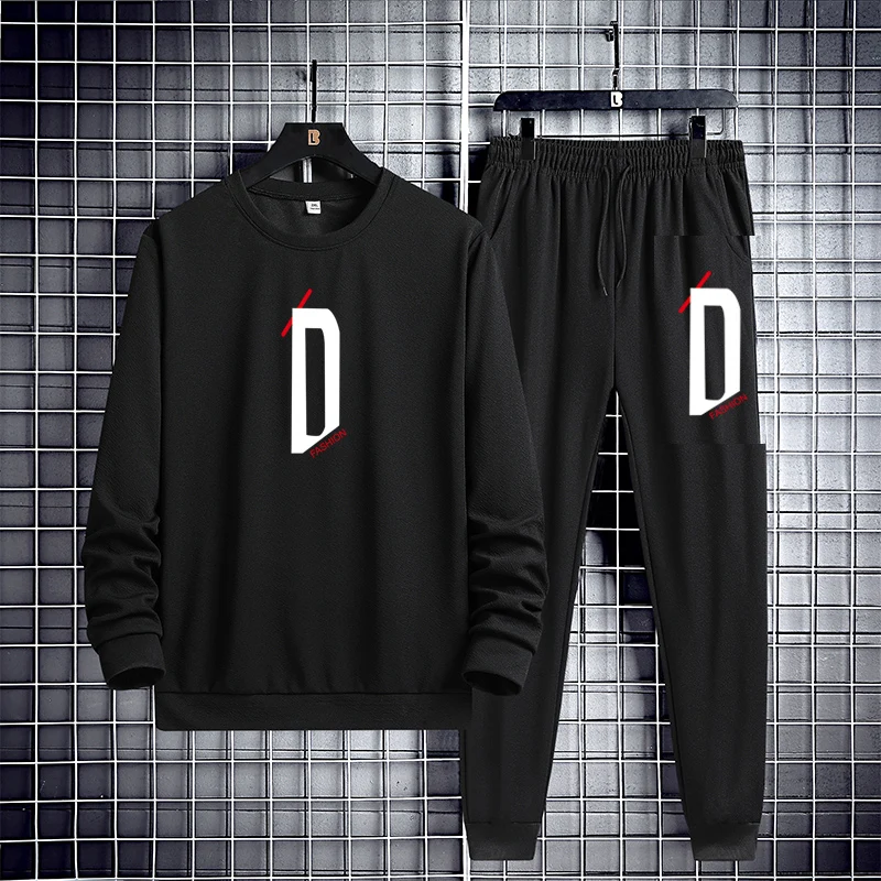 

Спортивный костюм мужской, с круглым вырезом и штанами, весна 2021