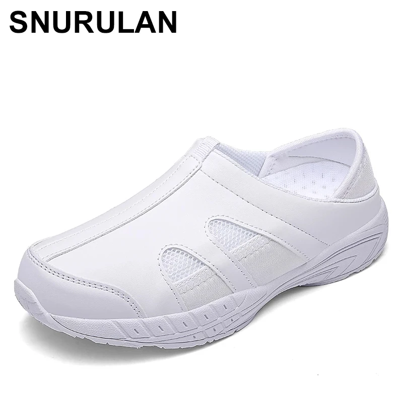 SNURULAN-zapatos de enfermera blancos para mujer, mocasines ligeros, zapatillas de trabajo cómodas para caminar, talla única
